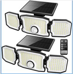 Solar Flood Lights Outdoor- 2500LM 200LED Solar Motion Sensor Lights, 3 Heads & 3 Modes Flood Lights