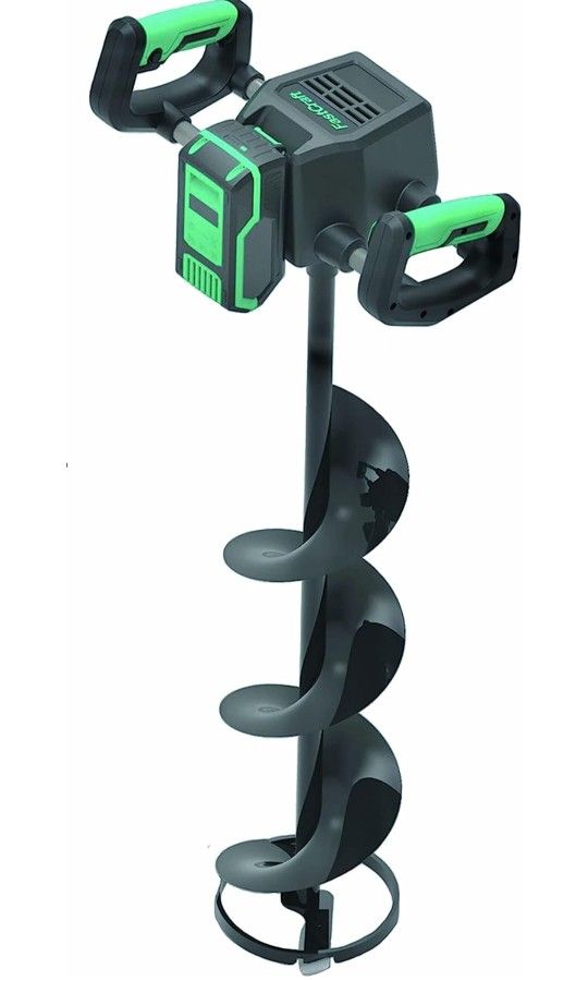 Ice Fishing 10" FastCraft 40v 8 Ah Powerful Electric Ice Auger 10"x39" w Reverse +12" Ext. 2400" Cut Holes per Full Charge High Torque Brushless Motor