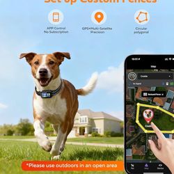 GPS Wireless Dog Fence & Training Collar System, Free App/Remote Controlled Custom Boundary