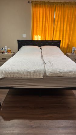 Faux leather bed frame