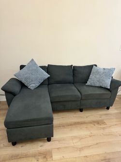 2-Piece 84" Upholstered L Shape Sectional Sofa with free cushions