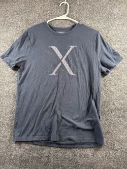 Mens Medium Navy Blue Stretch Moisture Wicking Graphic X T Shirt