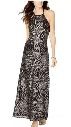 Formal Dress Size 10 Prom Gown Sequined NEW Black Gold Special Occasion Dress