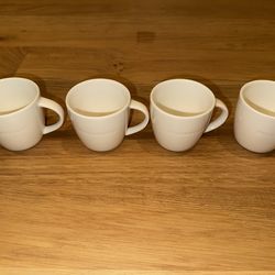 Starbucks White Embossed Demitasse Espresso Cups Set of 4 3oz Cafe Ware New