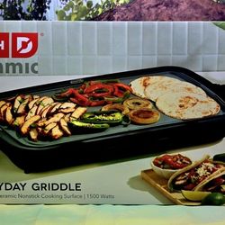 DASH Everyday Ceramic Electric Griddle for Pancakes, Burgers, Quesadillas, Eggs & other on the go Breakfast, Lunch & Snacks New