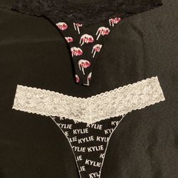 Woman’s Kylie Cosmetics Lace Trim Thong  Lips Logo Panties One Size thong Sexy