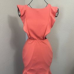 Orange Sheath Mini Dress with Bateau Neckline for Wedding Guest