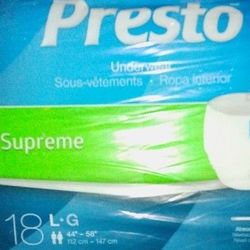 Adult Pull Up Diapers Presto Supreme Size Large 18 Pack