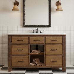 Chamonix 48" W Single Vanity With Solid Wood Base and Quartz Countertop $850