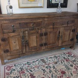 Gorgeous Rustic All Wood Sideboard With Metal Hinges Handles And Detail, Purchased In Taos