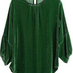 Women Velvet Tops, Long Sleeve Round Neck Shirt Blouse, Solid Casual Tee Shirt Trendy Velvet Tops