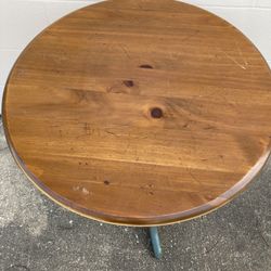 Stained and Painted Wood Round Pedestal Table
