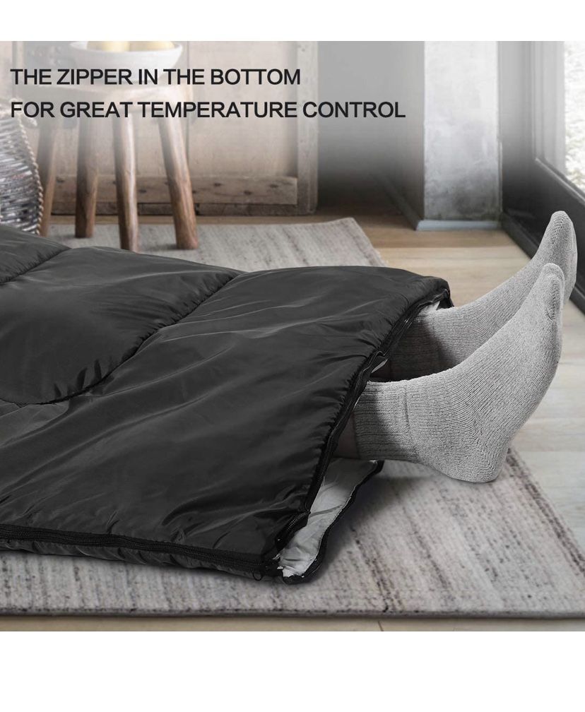 Sleeping Bag for Adults and Kids - Portable, Comfort, Extra-Wide Car Camping, Hiking, Backpacking, Great for 4 Season Warm & Cold Weather DARK GREY/