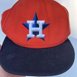 Houston Astros On Field Baseball Cap 7 3/4 Used Orange And Black