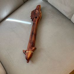 Hand Carved Wood, Flute, Eagle Head, And Whistle Part Is Dolphin Handmaid