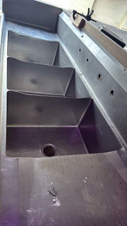 commercial stainless steel three-compartment sink