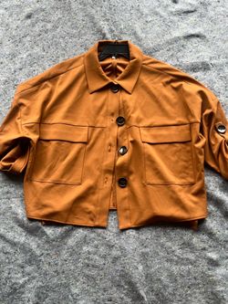 Bar III Women's Brown Cropped Jacket XL