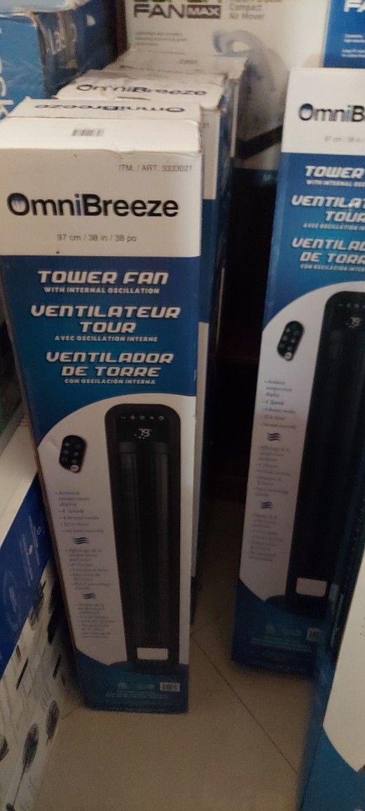 OmniBreeze Tower Fan $35 each or 2 for $60