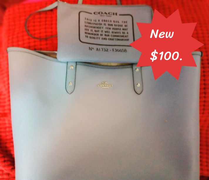 Coach Reversible Baby Blue Tote Bag