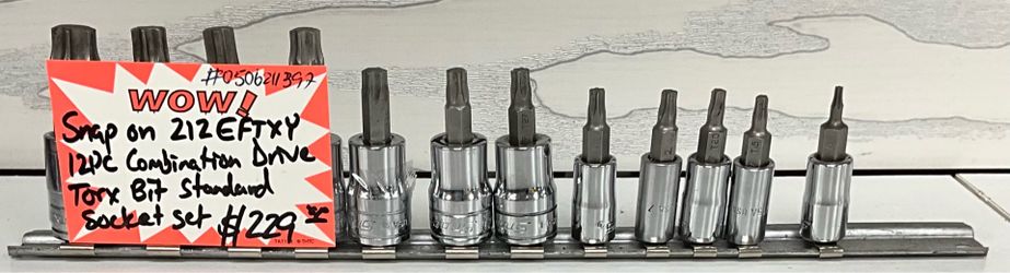 Snap On 212EFTXY 12 pc Combination Drive Torx Bit Standard Socket Set