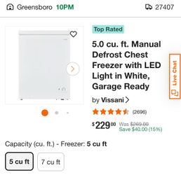 Vissani 5cu deep freezer