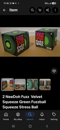 2 NeeDoh Fuzz Velvet Squeeze Green Fuzzball Squeeze Stress Ball