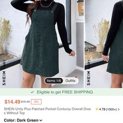Green Corduroy Overall Dress 