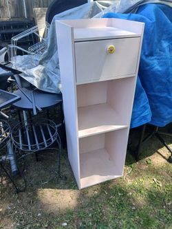 Solid Wooden Shelf With 3 shelves and 1 Drawer soft pink