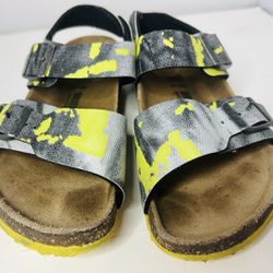 Birkenstock BS Arizona Birko-Flor Desert Camo Yellow Sandal Kids Size 32 US 1.5