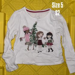 Size 5 Girls Christmas Long Sleeve Shirt