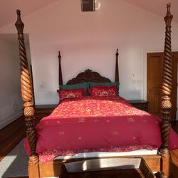 Queen Bedroom Set – Bed + Chest + Nightstand – Matching – Priced to Sell