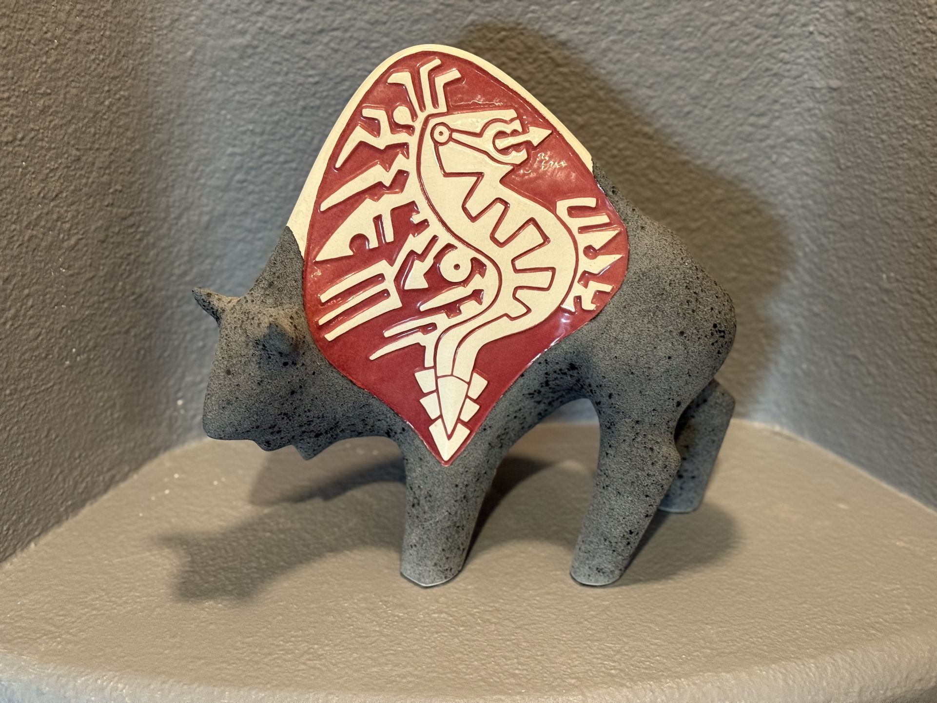 Ceramic Bison Sculpture