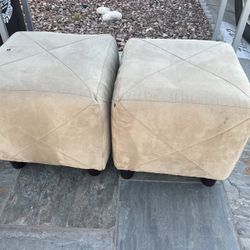 Beige Fabric Ottoman