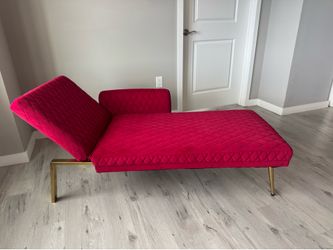 Convertible Jewel-Tone Red Velvet Chaise Lounge / Daybed with Adjustable Back