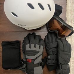 Ski Helmet Goggles Gloves Knee Pads
