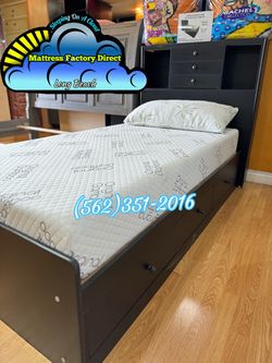 Twin bed frame with mattress Colchon memory foam Nuevo