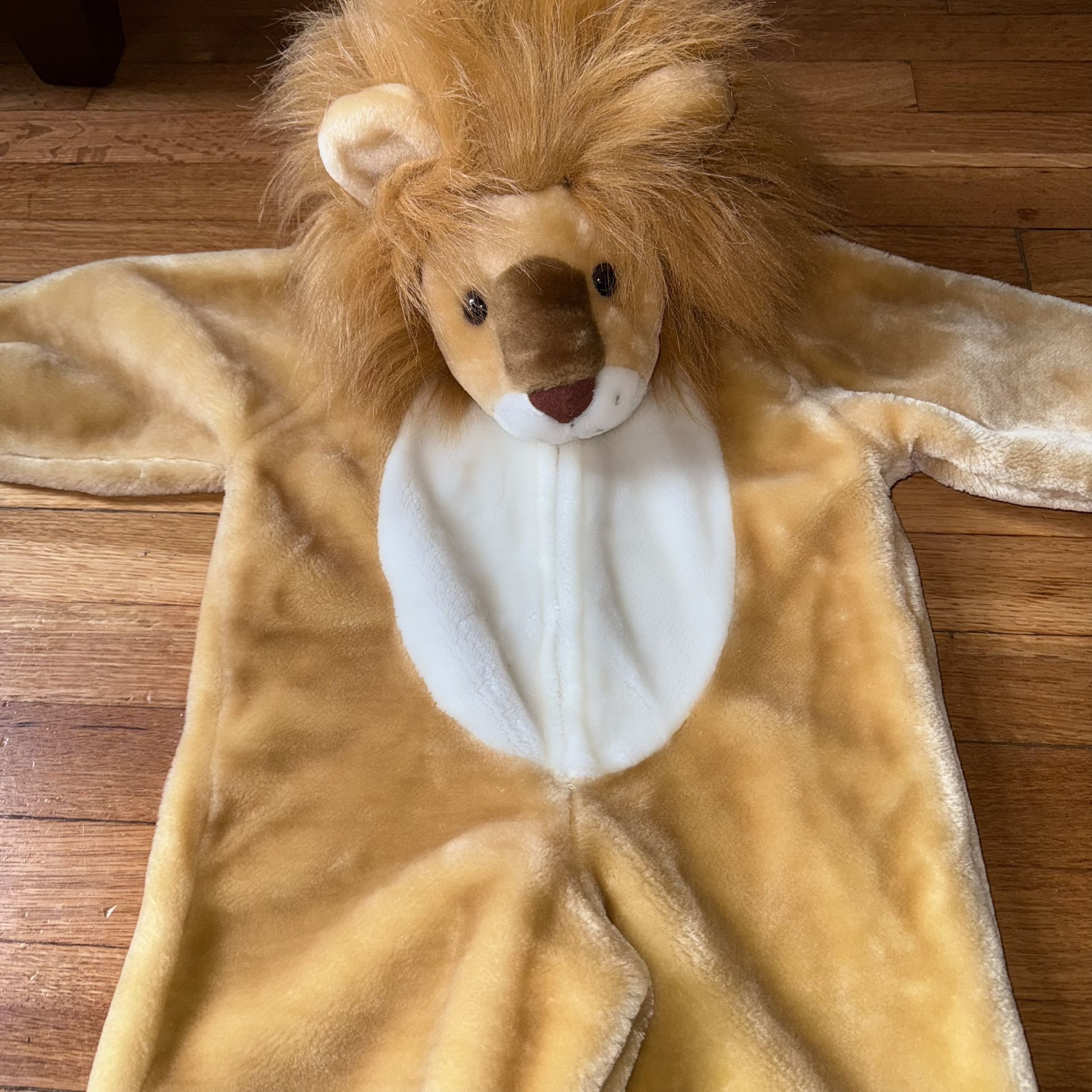 Kids Lion Costume Full Body Zip Up Plush Faux Fur Animal Halloween Size 2-3 T