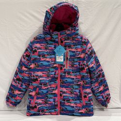 KULUOXING Snow Jacket for Children, Girls, Hooded Jacket, Waterproof - Pink, Size 14 (NEW)