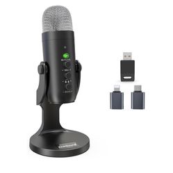 ZealSound Wireless Microphone,USB Mic for iPhone PC iPad Android Phone-Cordless Condenser Desktop Microphones with Mute Echo Monitor Volume Gain 2.4GH