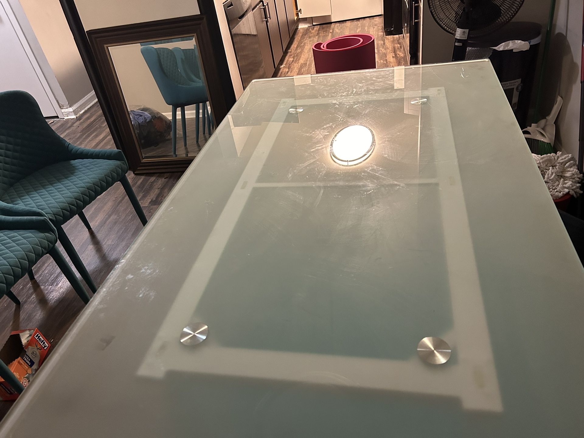 Frosted Glass  4chair Table 