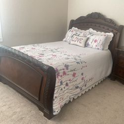 Ashley’s Bed frame Queen With Tempur-Pedic Luxe Adapt Soft Mattress  Very Clean 