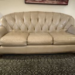 Real Leather Tufted Couch 