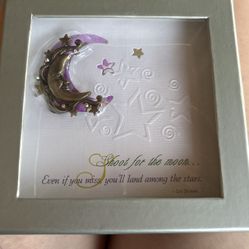 Moon And Stars Brooch With Rhinestones In Decorative Box