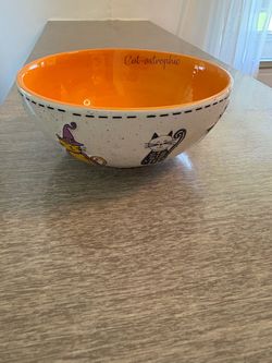 Halloween Ceramic Bowl Decorated with Cats