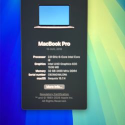 Apple MacBook Pro 15” I9 32GB Ram 1TB HD