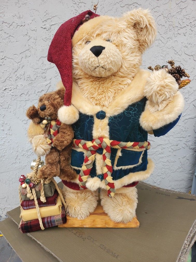 Rare Millennium Edition Father Time Santa Claus Cabin Teddy Bear 30" tall