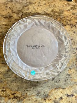 TIFFANY Crystal Dessert Plates w/ Felt Cushions