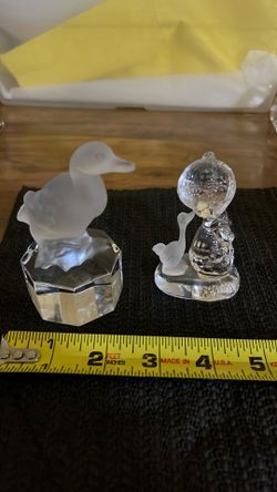 Little girl and geese crystal figurines