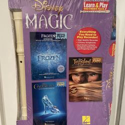 Disney magic Learn & Play Recorder Pack.  Recorder + 3 Disney Songbooks- SEALED! The packaging itself shows some signs of wear/ceasing but everything 