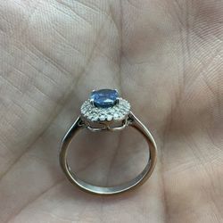 cerulean sapphire engagement ring 6x8mm